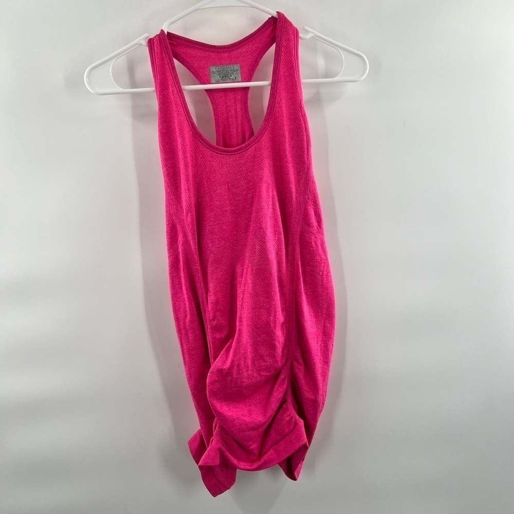 Athleta pink gym tank top ruched size S